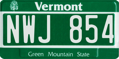 VT license plate NWJ854