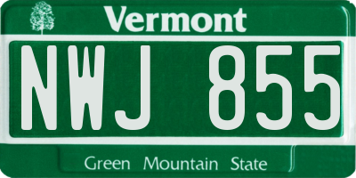 VT license plate NWJ855