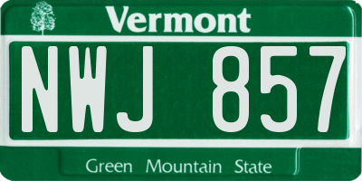 VT license plate NWJ857