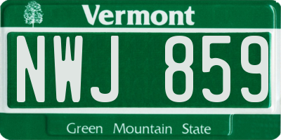 VT license plate NWJ859