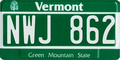 VT license plate NWJ862