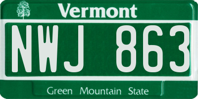 VT license plate NWJ863