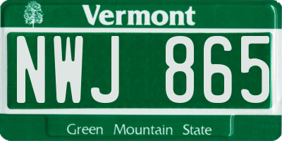 VT license plate NWJ865