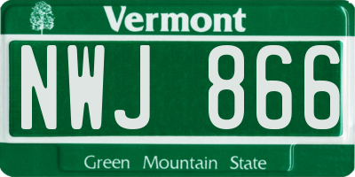 VT license plate NWJ866