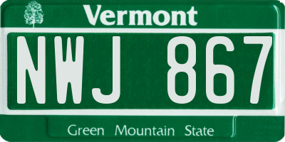 VT license plate NWJ867