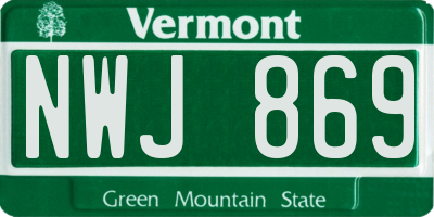 VT license plate NWJ869
