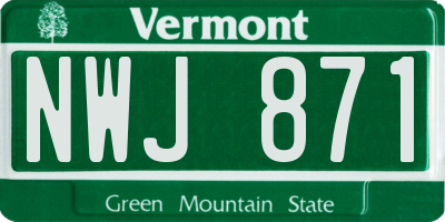 VT license plate NWJ871