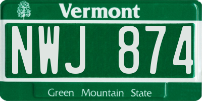 VT license plate NWJ874