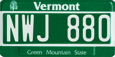 VT license plate NWJ880