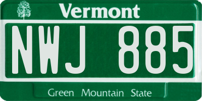 VT license plate NWJ885
