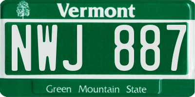VT license plate NWJ887