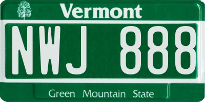 VT license plate NWJ888