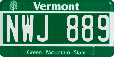 VT license plate NWJ889