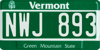 VT license plate NWJ893