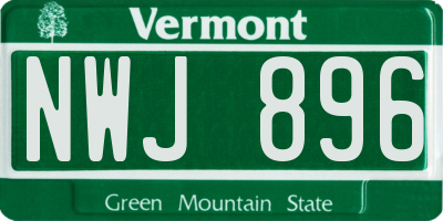 VT license plate NWJ896