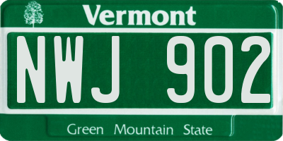VT license plate NWJ902