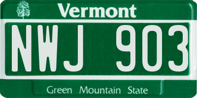 VT license plate NWJ903