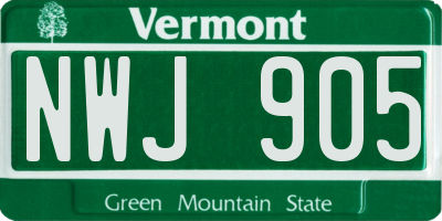 VT license plate NWJ905
