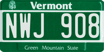 VT license plate NWJ908