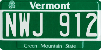 VT license plate NWJ912