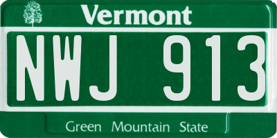 VT license plate NWJ913