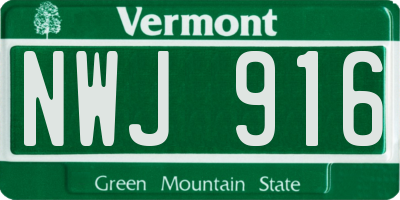 VT license plate NWJ916