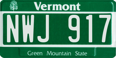 VT license plate NWJ917