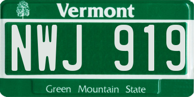 VT license plate NWJ919
