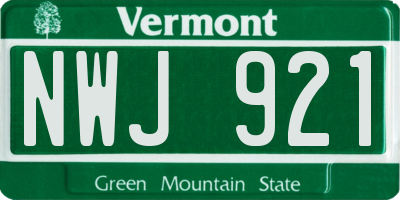 VT license plate NWJ921