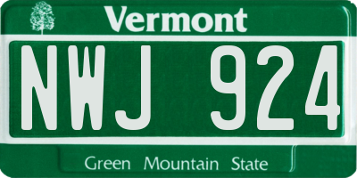 VT license plate NWJ924