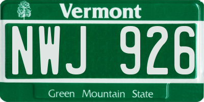 VT license plate NWJ926