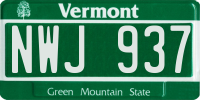 VT license plate NWJ937