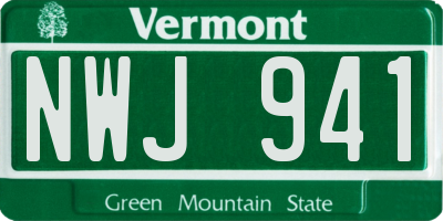 VT license plate NWJ941