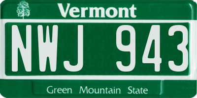 VT license plate NWJ943