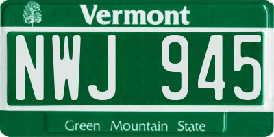 VT license plate NWJ945