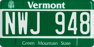 VT license plate NWJ948