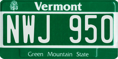 VT license plate NWJ950