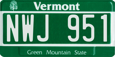 VT license plate NWJ951