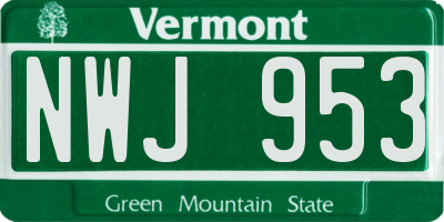 VT license plate NWJ953