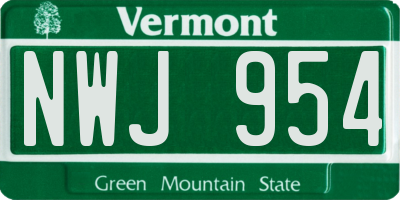 VT license plate NWJ954
