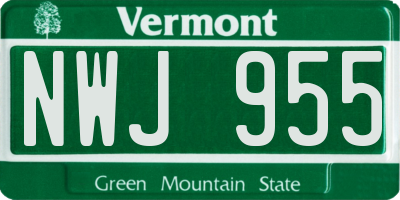 VT license plate NWJ955