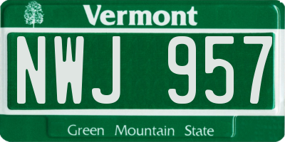 VT license plate NWJ957