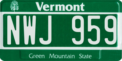 VT license plate NWJ959