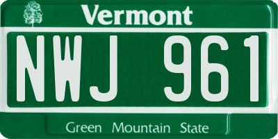 VT license plate NWJ961