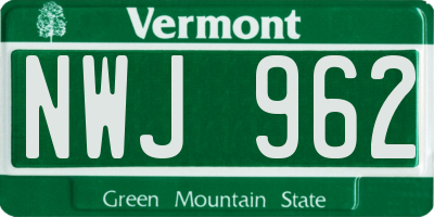VT license plate NWJ962