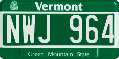 VT license plate NWJ964
