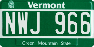 VT license plate NWJ966