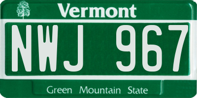 VT license plate NWJ967
