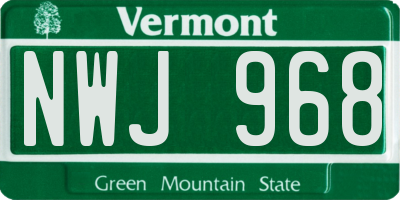 VT license plate NWJ968