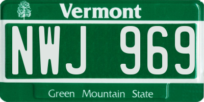 VT license plate NWJ969